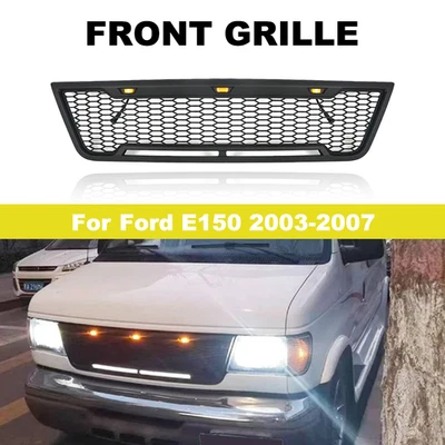 Parrilla delantera estilo malla con luces LED y letras para Ford E150 2003-2007 Foto 1 de 4