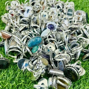 Lotto 10 Pezzi Anelli Designer Anelli Placcati Argento 925,Anelli Boho,Regalo Natale ~ - Foto 1 di 5