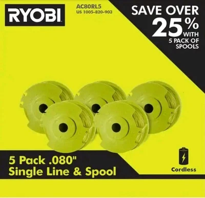 RYOBI® (5-Pack)-0.080 in. Replacement Auto-Feed Line Spools/Free Shipping  - Image 1 of 4