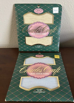 Lot Of 2 Charles Craft 18 Count 12x18 Fiddler’s Cloth 14 Count Aida 12x18 READ - Image 1 of 4