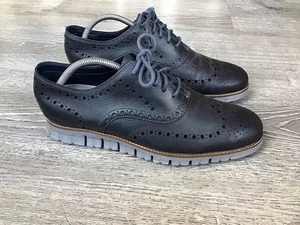 Cole Haan C25005 Zerøgrand Blue Leather Wingtip Oxford Shoes Men’s Size 9.5 M - Picture 1 of 13
