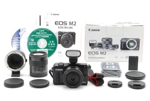 Near Mint Canon EOS M2 Digital camera Black w/ 22mm+18-55mm 2Lens Kit from Japan - Picture 1 of 9