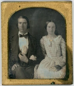 Young Man and Woman Husband and Wife (1/6 Plate Daguerreotype) - Picture 1 of 2