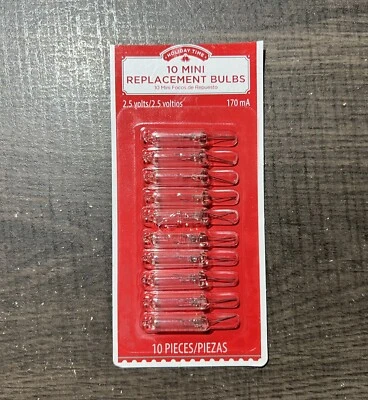10 Clear Mini Replacement Bulbs 2.5 volts Christmas Lights 170 mA - Image 1 of 4