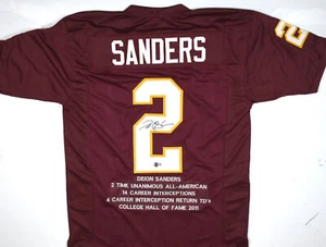 Von Deion Sanders signiertes weinrotes NOTFALL-Trikot College-Stil - Beckett W Hologramm - Bild 1 von 3