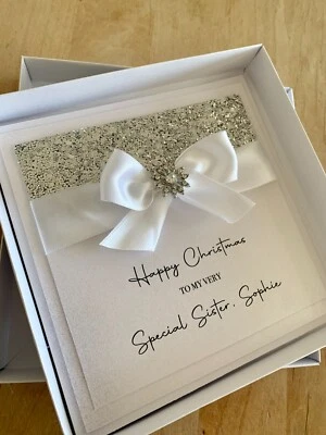 UTOPIA CARDS Luxury Handmade Personalised Christmas Card -Boxed - Wife Husband Friend Mum Dad