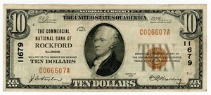 1929 $10 National Currency Note Commercial National Bank Rockford, IL CH#11679 - Picture 1 of 2