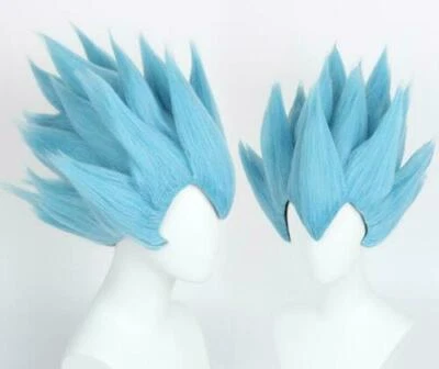 Dragon Ball Vegeta Goku Super Saiyan Blue Cosplay Hair Wig Short Halloween Props - Image 1 of 3