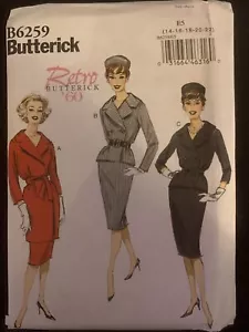 CHAQUETA TRAJE FALDA PATRÓN BUTTERICK 6259 RETRO DÉCADA DE 1960 TALLA GRANDE 14 16 18 20 22 - Imagen 1 de 2
