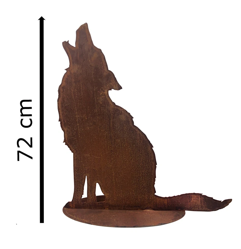 Gartendeko heulender Wolf, H: 72cm im Rost Design, Rostfigur für den Garten - Bild 1 von 1