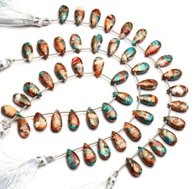 Natural Gem Oyster Turquoise 15x7MM Size Smooth Pear Shape Beads 8" Strand 80Cts - Image 1 of 4