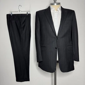 Hickey Freeman Ing Loro Piana Herren 44 L grau Wolle Zweiteiler Anzug 36 W Hose Streifen - Bild 1 von 14