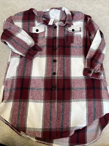 NWT - IN'VOLAND Women's Size 28W Flannel Plaid Shacket Button Down Long Sleeve - Picture 1 of 7