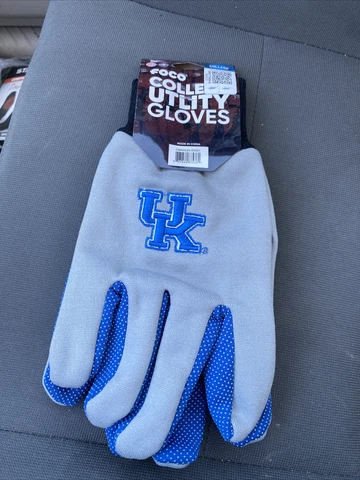 NCAA Kentucky Wildcats Colored Palm Utility Gloves Gray w/ Royal Palm by FOCO Cover