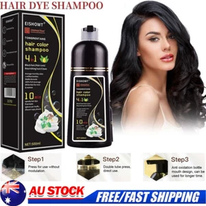 4 in 1 Hair Dye Shampoo Herbal Hair Coloring Cream for Gray Hair Coverage 500ml - Picture 1 of 21