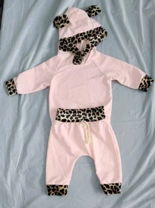 Girls Toddler Pink &animal Print With Ears Sweat Suit 6-9 Months Soft Stretchy  - Picture 1 of 7