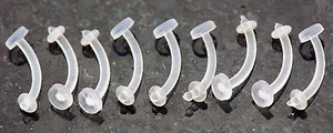 10 Pc 16g 5/16" Clear Acrylic BioFlex Shaft Eyebrow Retainers with Clear O Rings - Picture 1 of 1