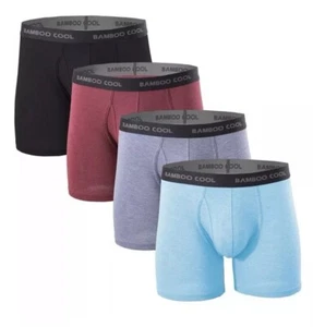 BAMBOO COOL Men's Bamboo Underwear Boxer Briefs 4 Pack Soft Trunks XXXL New - Picture 1 of 4