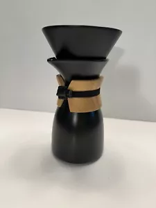 Pour Over Kaffeemaschine, Tropfer & Dekanter, schwarze Keramik, Bambus NEU OFFENE BOX - Bild 1 von 14