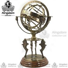 Brass 18" Armillary Globe Sphere Engraved with Compass on Wooden Base Home & Off