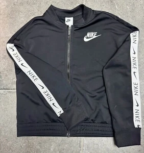 Nike Kids Girls Tracksuit Jacket Black Xl 156-166cm Full Zip Tape Logo CU8374 - Picture 1 of 6