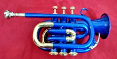 Pocket Trumpet Smallest trumpet Compact size Blue Color w/ Free Import Duty - Image 1 of 4