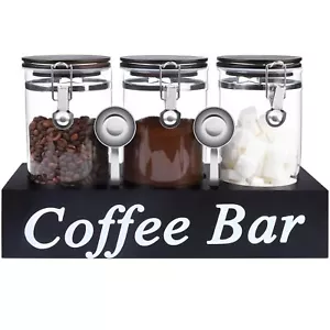 WYTAOHZL 3PCS Glass Coffee Containers with Shelf 54 oz Coffee Station Organiz... - Picture 1 of 6