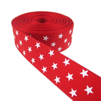 5 Yards 7/8" Patriotic Star Grosgrain Ribbon Red Royal Navy Blue DIY Bows Crafts - Image 1 of 4