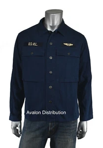 Polo Ralph Lauren Navy Cotton Twill Military Flight Patch Over Shirt Jacket New - Picture 1 of 4