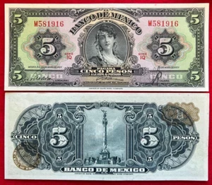 1959 Mexico 5 Pesos GYPSY  Mexican banknote Gitana SERIE IQ PREFIX M 581916 - Picture 1 of 7