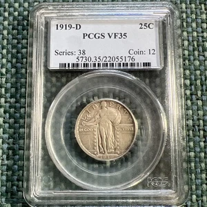 1919-D Standing Liberty Quarter  PCGS VF35 - Picture 1 of 4