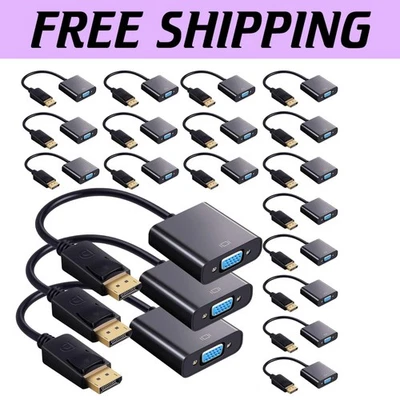 Versatile 20-Pack Gold Plated DisplayPort to VGA Adapters for Seamless Display - Image 1 of 4