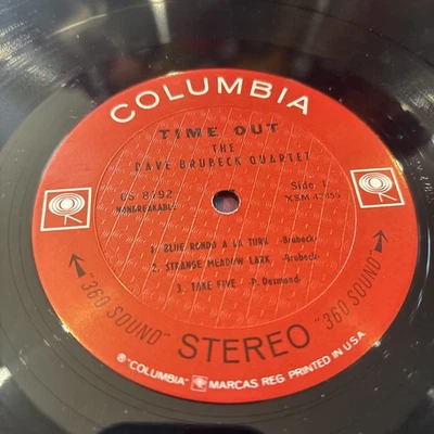 DAVE BRUBECK QUARTET Time Out COLUMBIA CS 8192 RARE TEXTURED LABEL RAISED RELIEF - Image 1 of 4