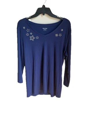 Studio Works Woman’s 3/4 Sleeve Cotton V-neck Shirt Size Large - Image 1 of 4