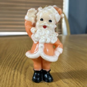 Vintage Gurley Weihnachtsmann Weihnachtskerze Mid Century Wachsfigur mit Etikett - Bild 1 von 19