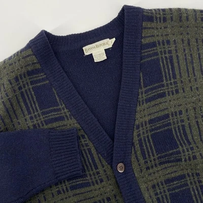 Винтажный Banana Republic свитер мужской L синий зеленый дедушка шерсти кардиган 90-х - Изображение 1 из 4