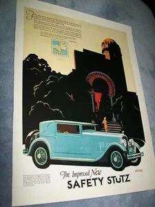 1927 Safety Stutz 2-door Landau large-mag car ad- Edmund Davenport illustration - Picture 1 of 1