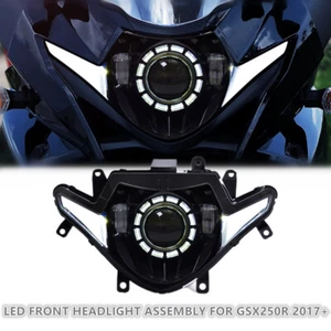 1X Full LED Headlight for Suzuki GSX250R 17+ Angel Halo Eye Front Headlamp White - Picture 1 of 7