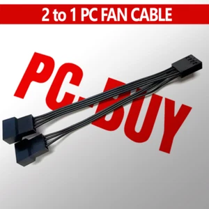Black 5" inch 2 to 1 PC Fan Splitter Cable Adapter - Picture 1 of 3