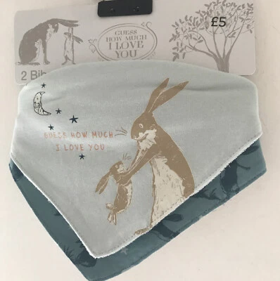 TU Guess How Much I Love You 2 Cotton Green Bandana Bibs