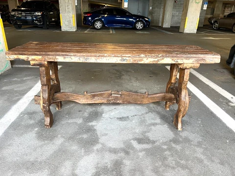 WONDERFUL ANTIQUE SPANISH COLONIAL TRESTLE TABLE Cover