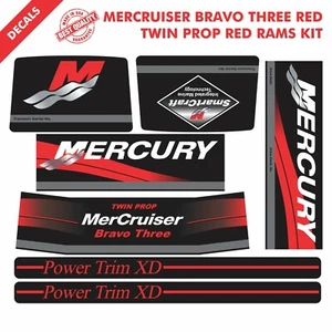 2016 MERCRUISER BRAVO THREE RED TWIN PROP DECALS KIT RED RAMS STICKER SET |70 - Picture 1 of 1