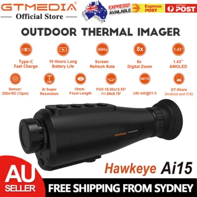 Thermal Monocular AI384x288 15mm 50Hz WiFi 8X Zoom Handheld Night Vision Hunting - Image 1 of 4