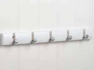 Hartford Fold Away Coat Hook Rack, Paris White & Grey, 5 Hooks,Maine Furniture - Picture 1 of 15