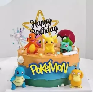 13 PCS/Set Pokemon Cake Decoration Toppers Pikachu Happy Birthday Pokemon UK - Picture 1 of 4