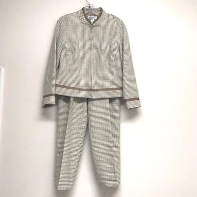 De Colección Pendleton 2 Piezas Lana Virgen Cuero Franela Cuadros Blazer Pantalones Traje 10 12 Foto 1 de 4