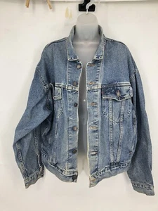 Vintage Levi’s Trucker Denim Jean Jacket US Flag Men’s Size L Classic Levi’s ‘91 - Picture 1 of 10