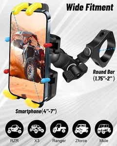 360° Adjustable Phone Holder 8 Claws Fits 1.75"-2" Tube for Talon Teryx Mule X3 - Picture 1 of 8