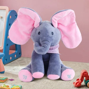 Peek-a-boo Morbido Elefante Bambola Peluche Bambino Giocattolo Canto Imbottito Animato NUOVO - Foto 1 di 8
