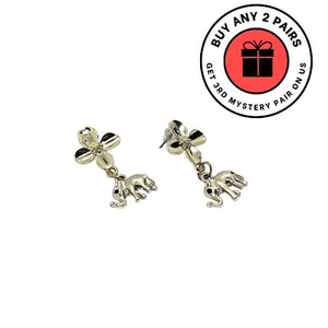 Women Flower Elephant Earrings Stud Gold Drop Yoga Fashion Jewelry - Picture 1 of 3